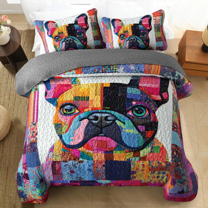 Shineful All Season Quilt 3-Piece Set Patchwork Pup