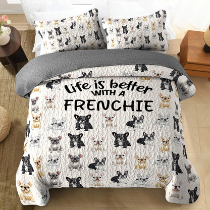 Shineful All Season Quilt 3-Piece Set - Life is better with a Frenchie