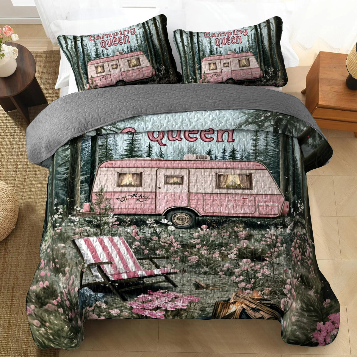 Shineful All Season Quilt 3-Piece Set Camping Queen
