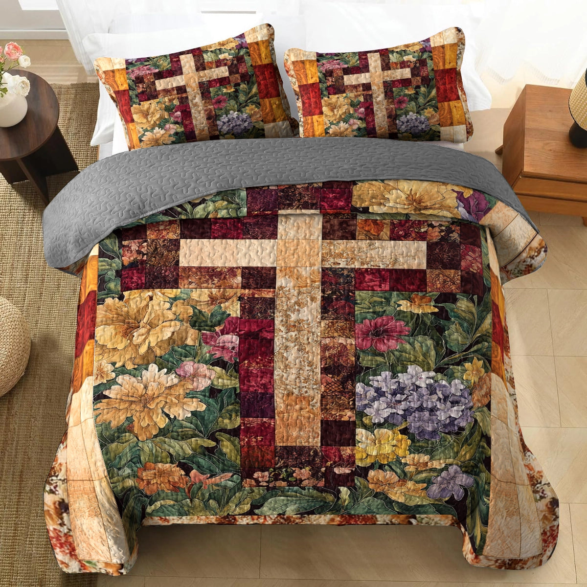Shineful All Season Quilt 3-Piece Set God's Glory Garden