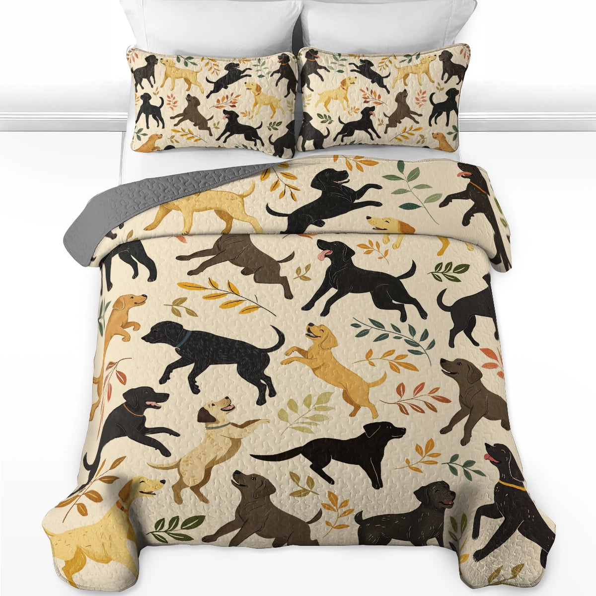 Shineful All Season Quilt 3-Piece Set - Playful Labrador Retrievers
