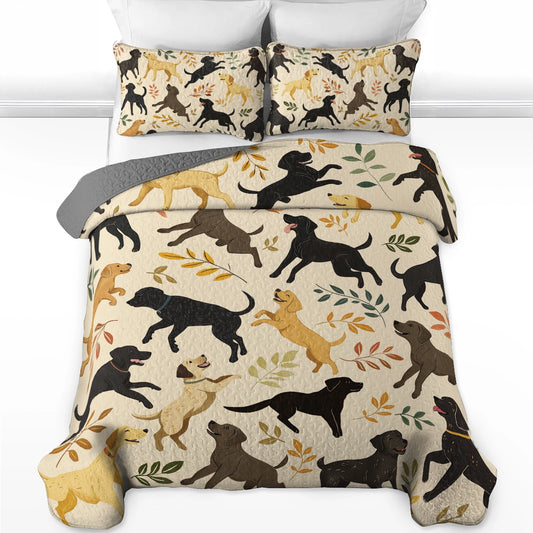 Shineful All Season Quilt 3-Piece Set - Playful Labrador Retrievers