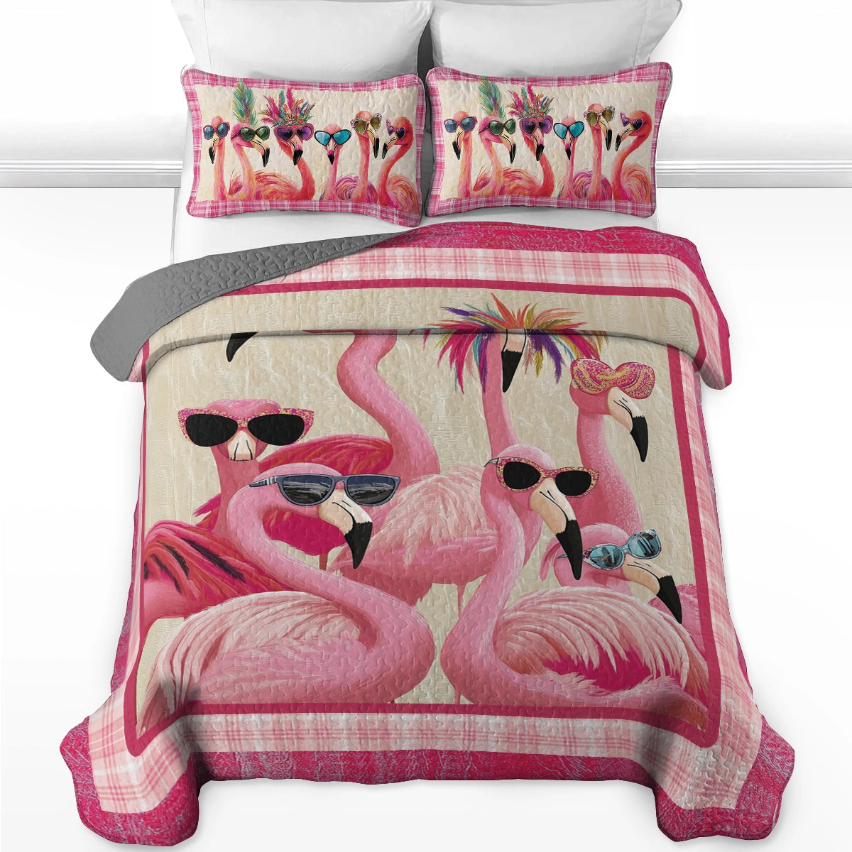 Shineful All Season Quilt 3-Piece Set - Flamingo Shades
