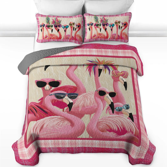 Shineful All Season Quilt 3-Piece Set - Flamingo Shades