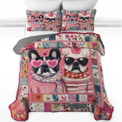 Shineful All Season Quilt 3-Piece Set - Frenchie Love Cozy