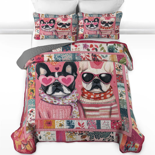Shineful All Season Quilt 3-Piece Set - Frenchie Love Cozy