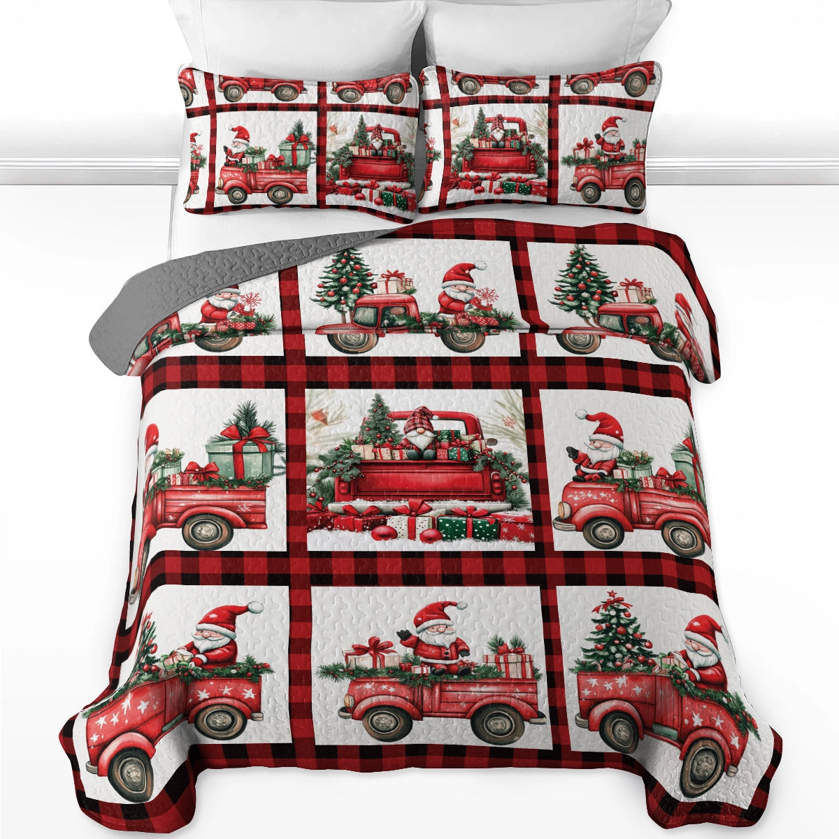 Shineful All Season Quilt 3-Piece Set -  Santa's Christmas Gnomes