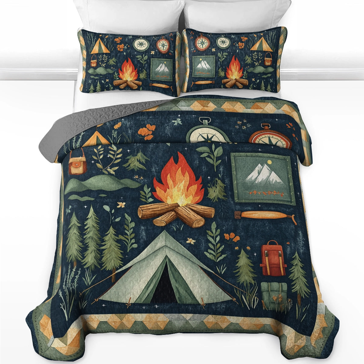 Shineful All Season Quilt 3-Piece Set Camping Adventure Awaits