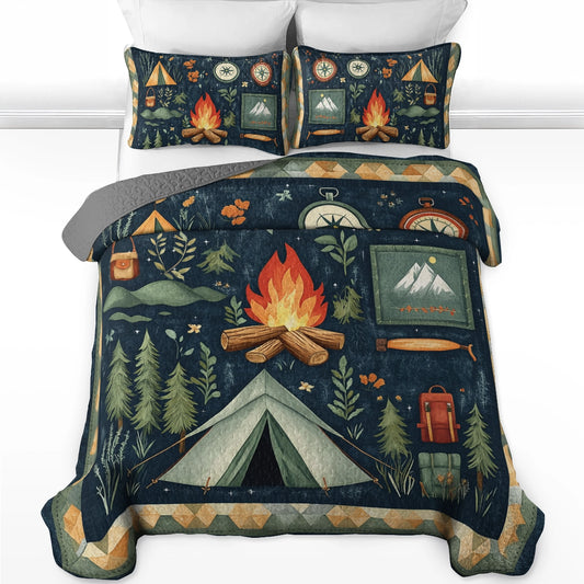 Shineful All Season Quilt 3-Piece Set Camping Adventure Awaits