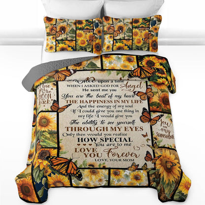 Shineful All Season Quilt 3-Piece Set Sunflower Angel