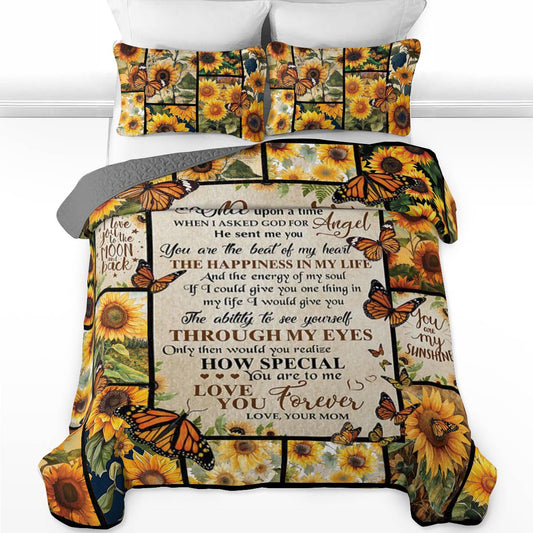 Shineful All Season Quilt 3-Piece Set Sunflower Angel