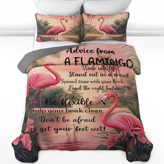 Shineful All Season Quilt 3-Piece Set - Flamingo Advice