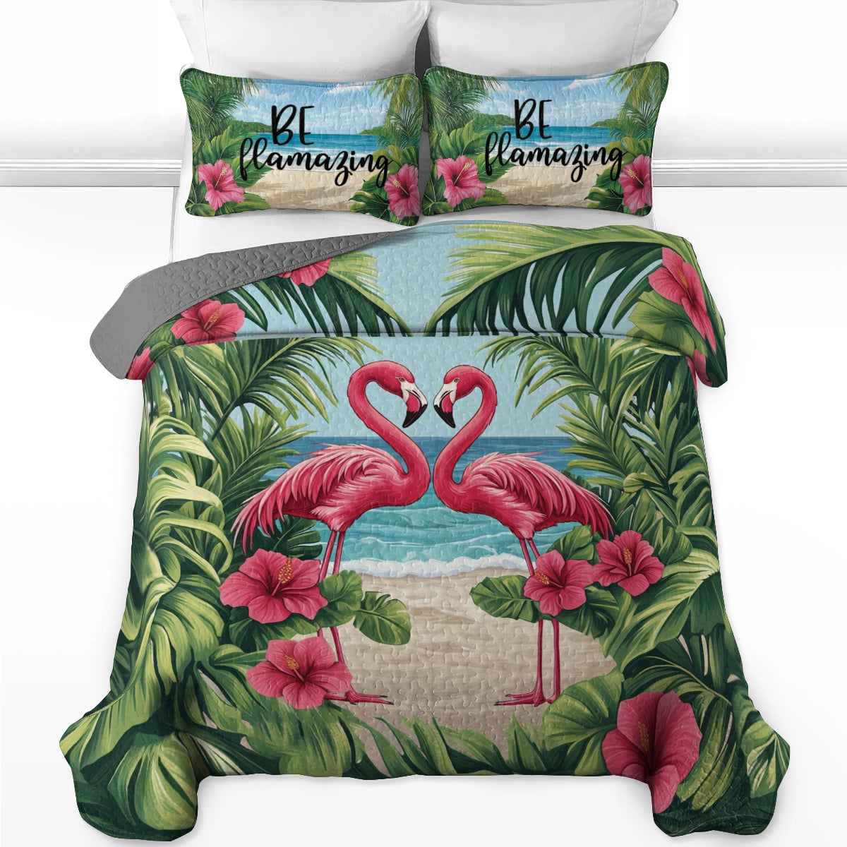 Shineful All Season Quilt 3-Piece Set - Be Flamingo-mazing