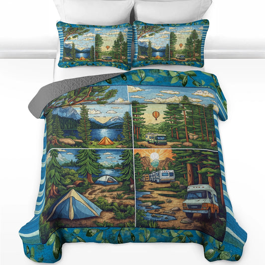 Shineful All Season Quilt 3-Piece Set - Adventure Awaits Camping
