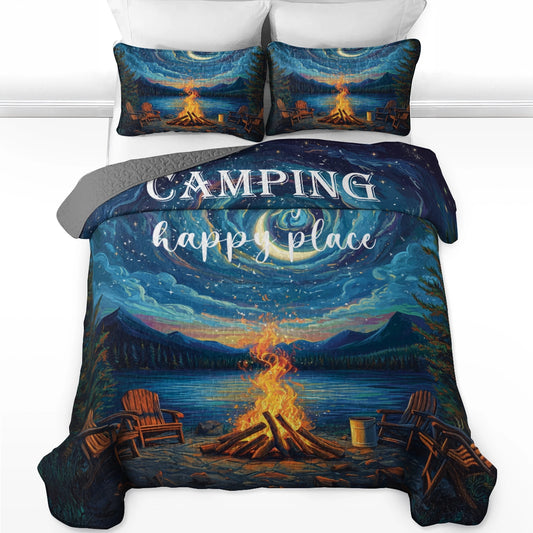 Shineful All Season Quilt 3-Piece Set - Camping is My Happy Place