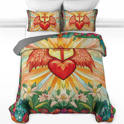 Shineful All Season Quilt 3-Piece Set Heart of Grace