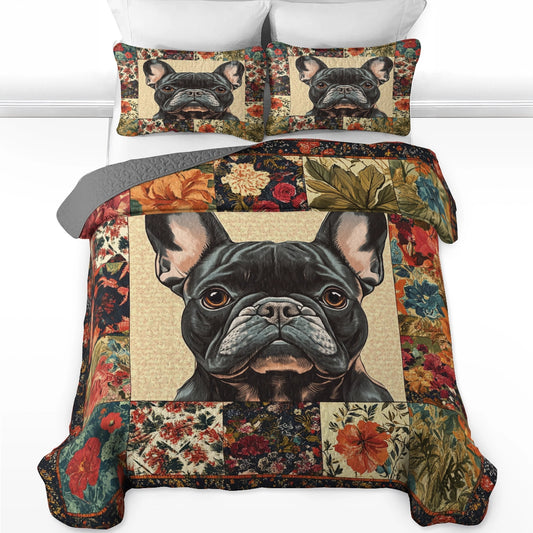 Shineful All Season Quilt 3-Piece Set - Vintage Floral Frenchie
