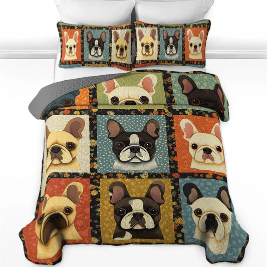 Shineful All Season Quilt 3-Piece Set - French Bulldog Snuggle
