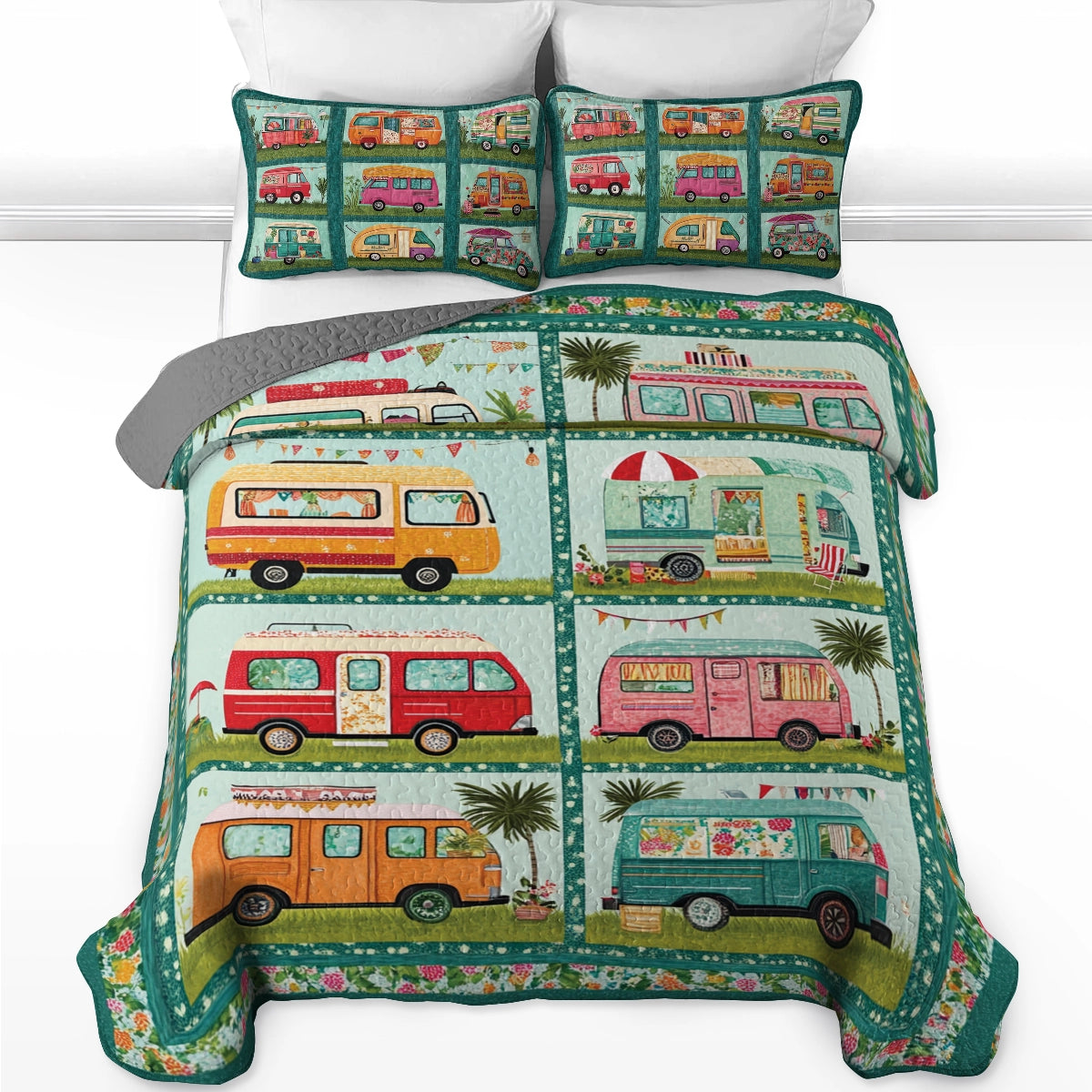Shineful All Season Quilt 3-Piece Set - Retro Road Trip Camper