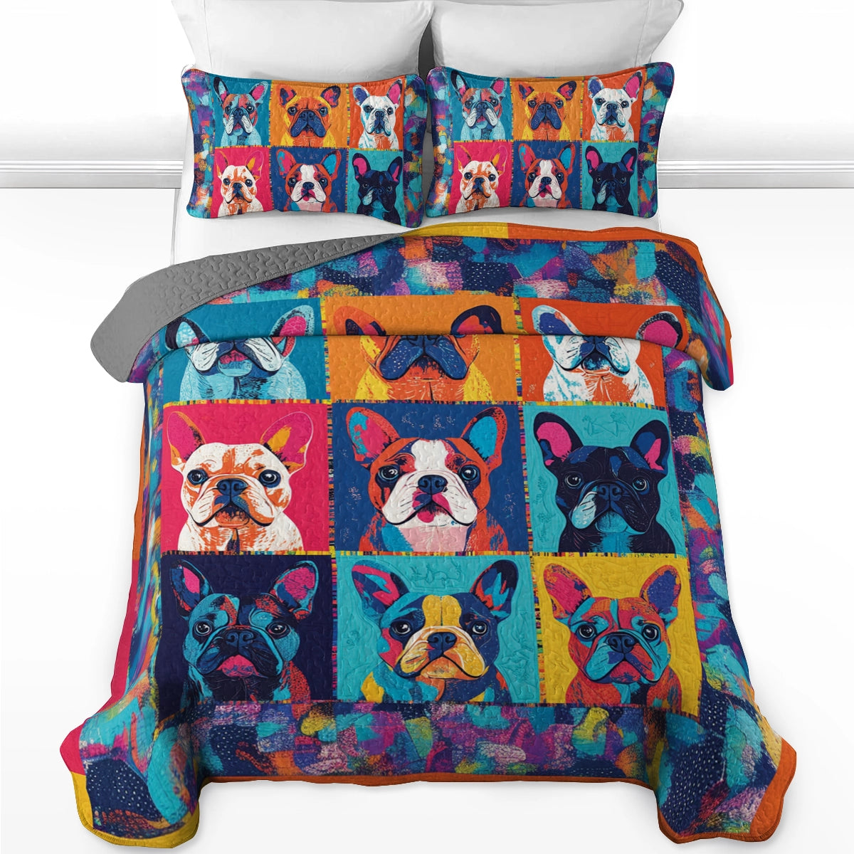 Shineful All Season Quilt 3-Piece Set Bulldog Pop Art