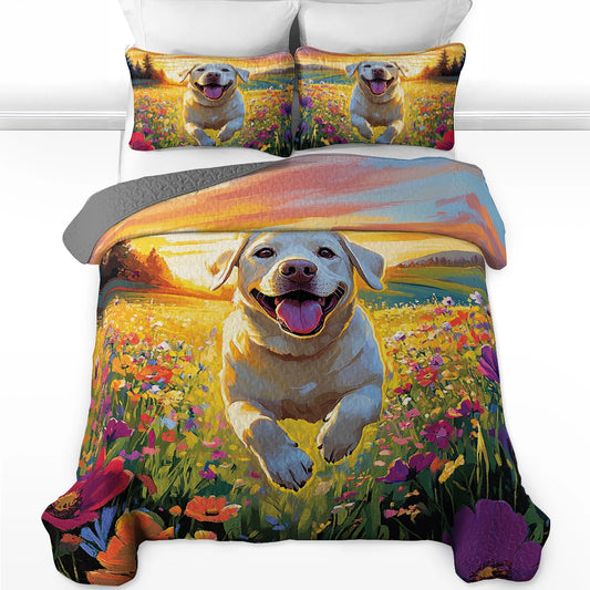 Shineful All Season Quilt 3-Piece Set - Joyous Labrador Retriever