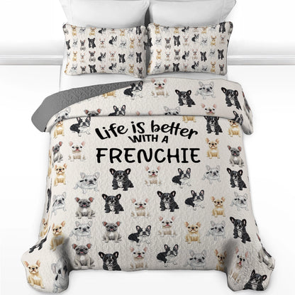 Shineful All Season Quilt 3-Piece Set - Life is better with a Frenchie