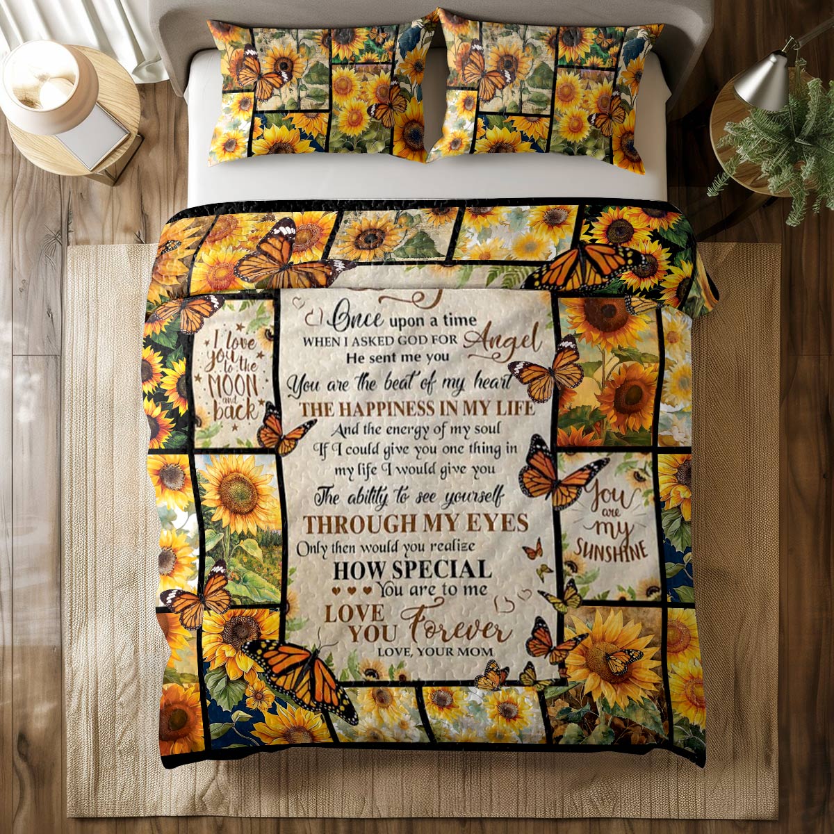 Shineful All Season Quilt 3-Piece Set Sunflower Angel