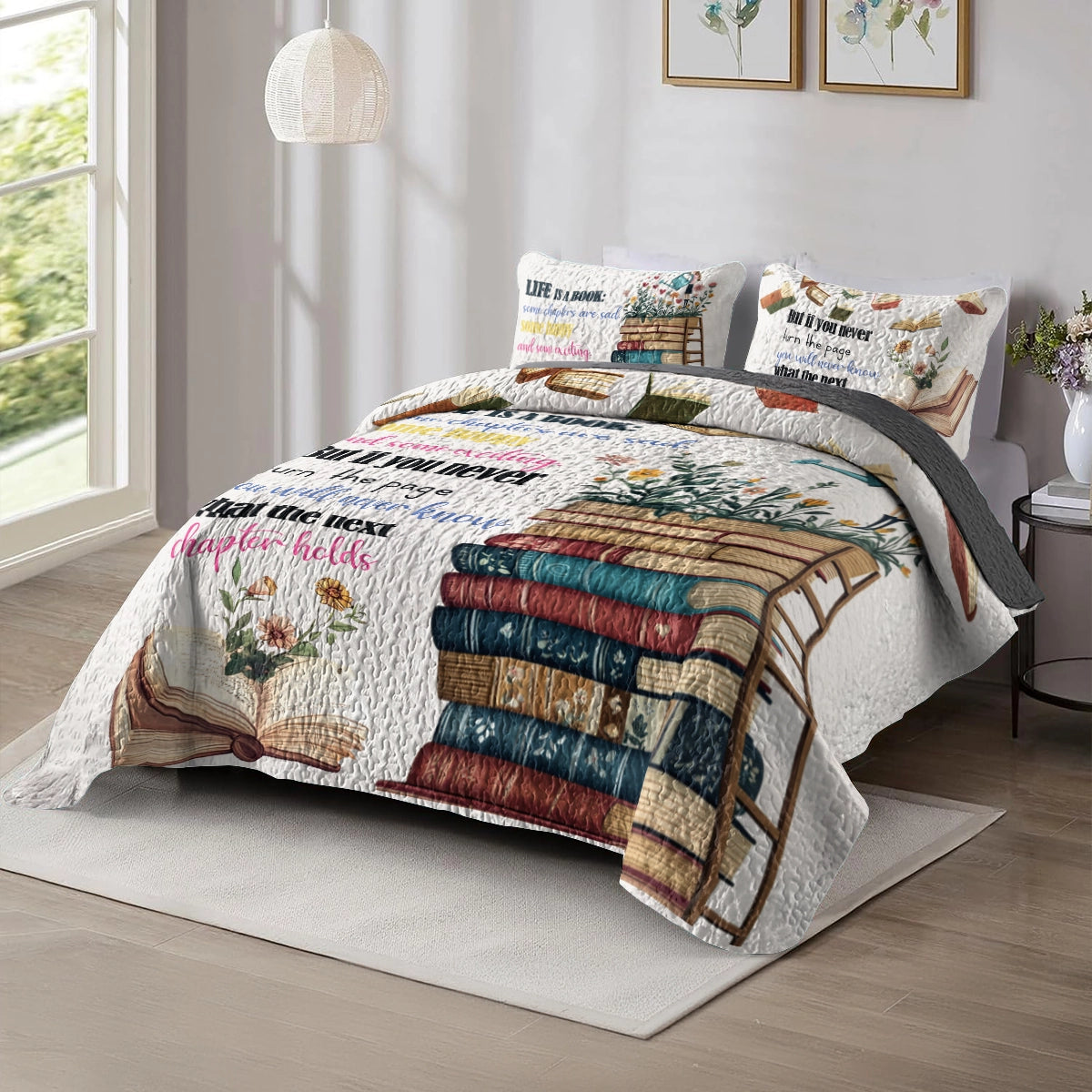 Shineful All Season Quilt 3-Piece Set Read And Grow Through Pages