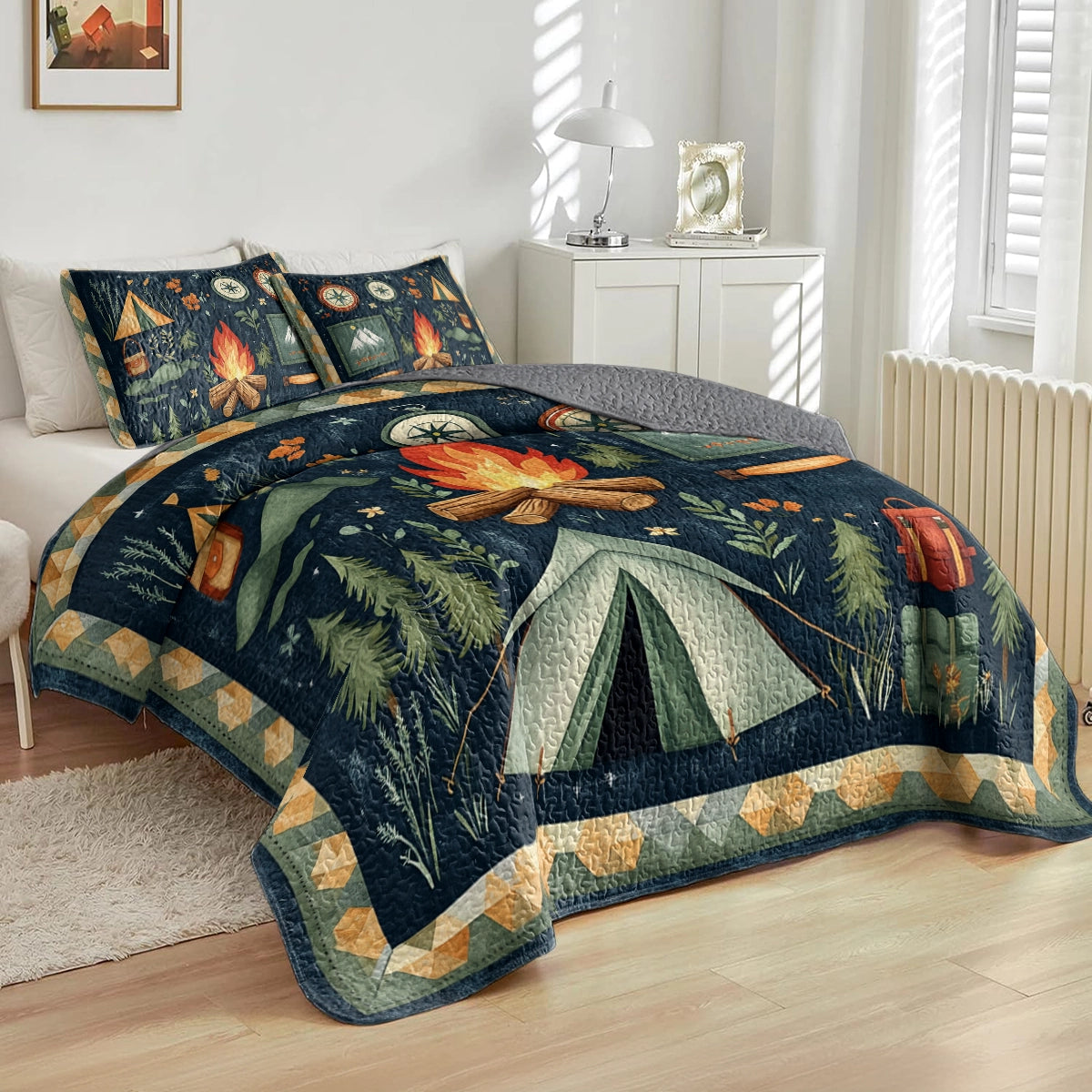 Shineful All Season Quilt 3-Piece Set Camping Adventure Awaits