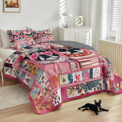 Shineful All Season Quilt 3-Piece Set - Frenchie Love Cozy