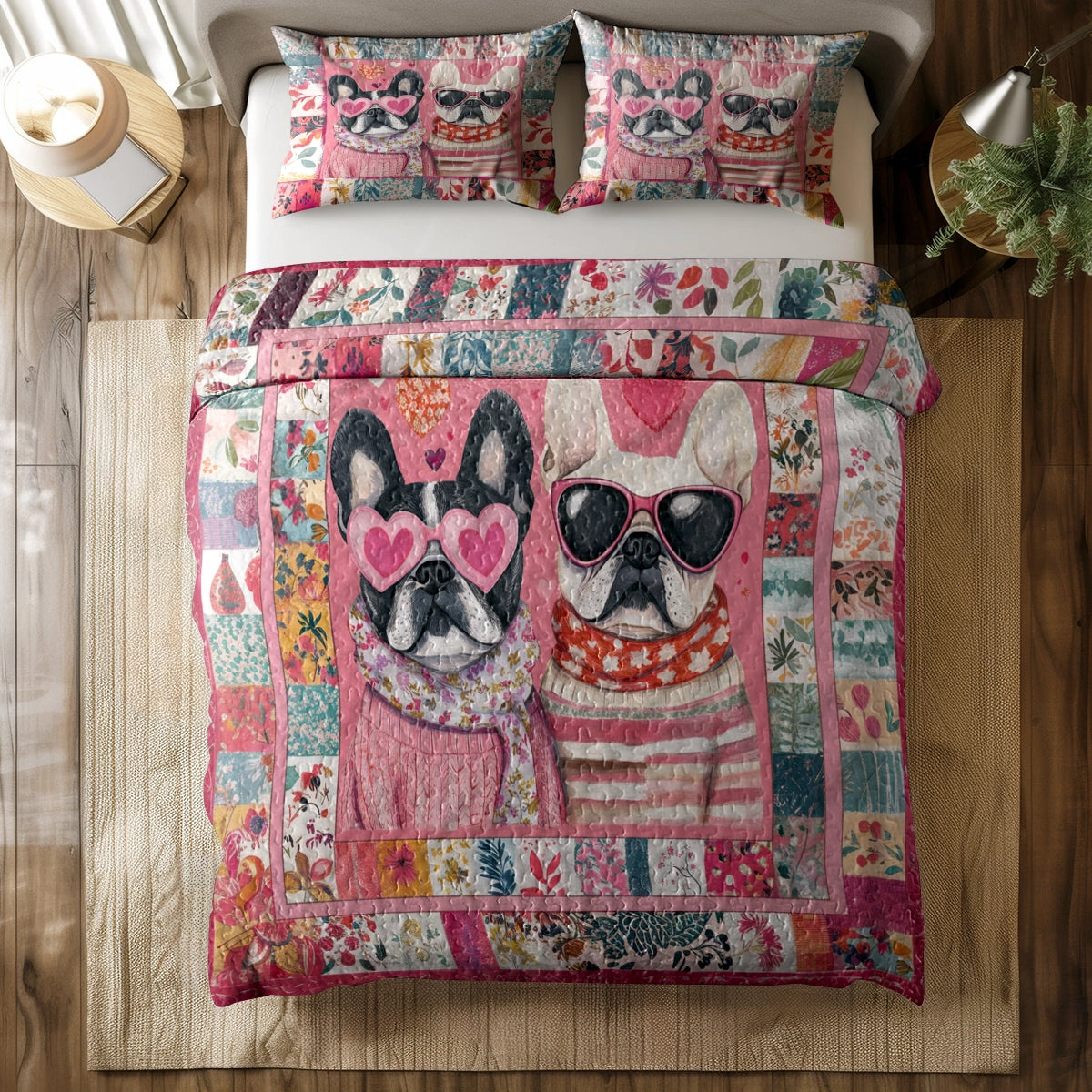 Shineful All Season Quilt 3-Piece Set - Frenchie Love Cozy