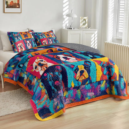 Shineful All Season Quilt 3-Piece Set Bulldog Pop Art