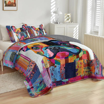 Shineful All Season Quilt 3-Piece Set Patchwork Pup