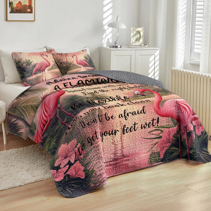 Shineful All Season Quilt 3-Piece Set - Flamingo Advice