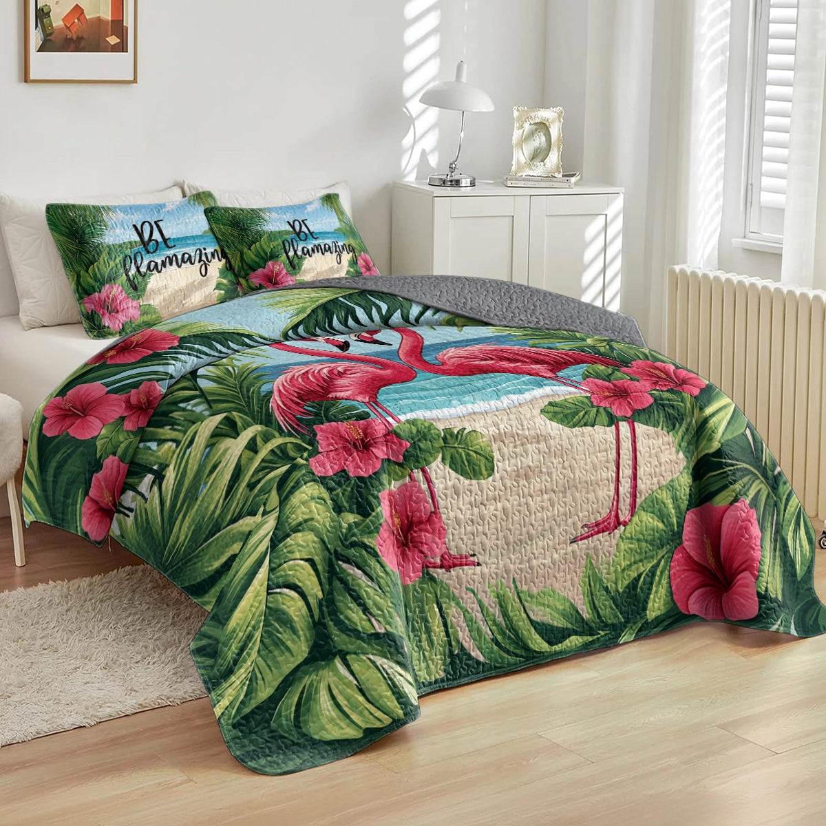 Shineful All Season Quilt 3-Piece Set - Be Flamingo-mazing