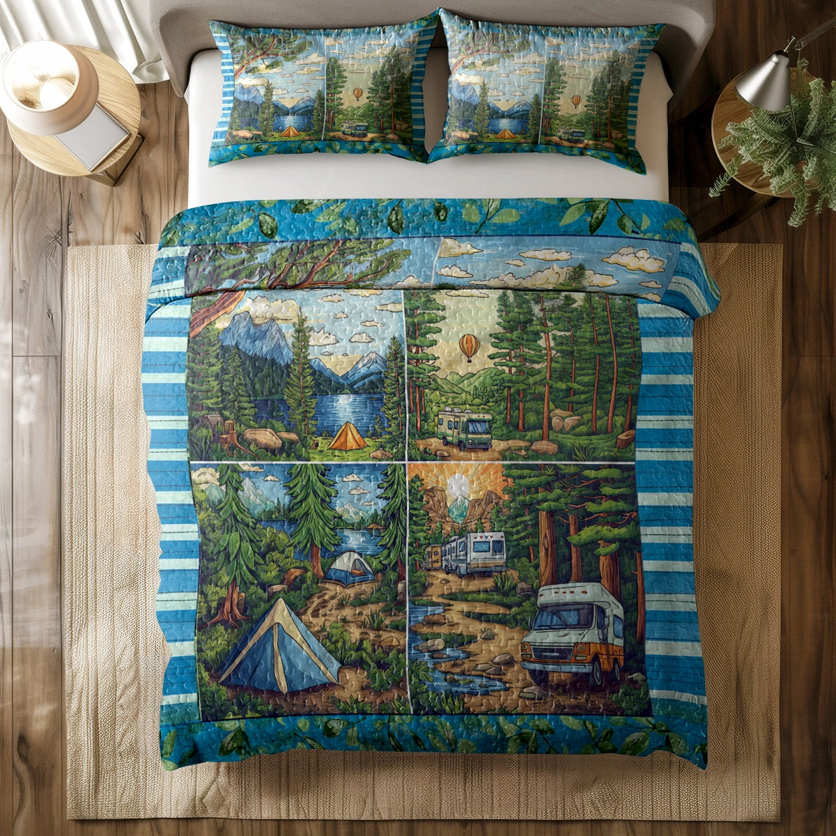Shineful All Season Quilt 3-Piece Set - Adventure Awaits Camping