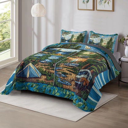 Shineful All Season Quilt 3-Piece Set - Adventure Awaits Camping