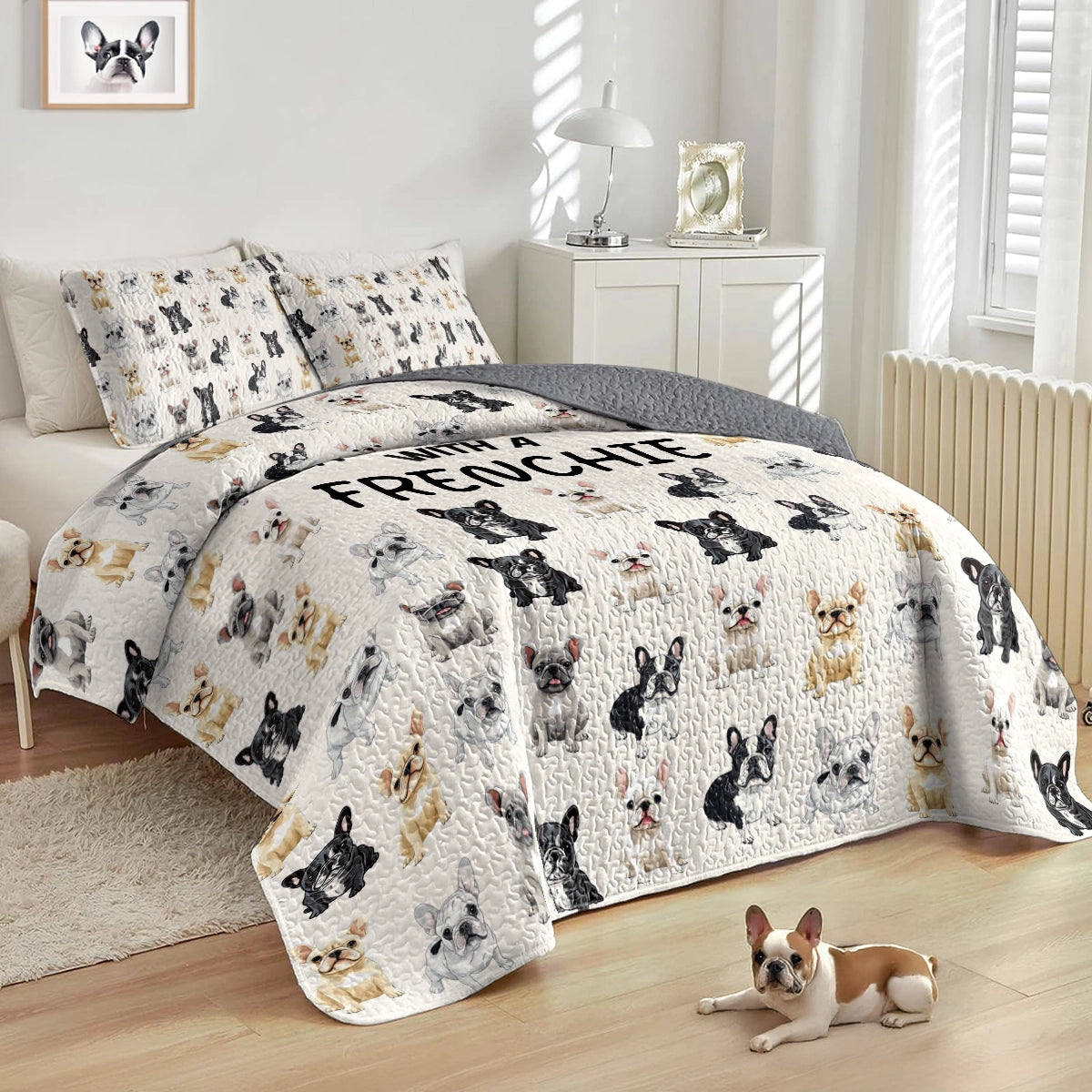 Shineful All Season Quilt 3-Piece Set - Life is better with a Frenchie