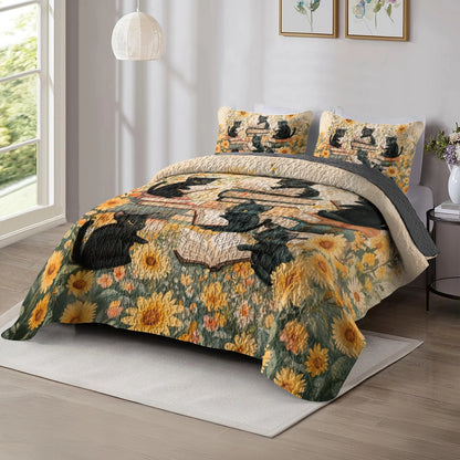 Shineful All Season Quilt 3-Piece Set - Curious Kittens Reading