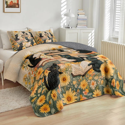 Shineful All Season Quilt 3-Piece Set - Curious Kittens Reading