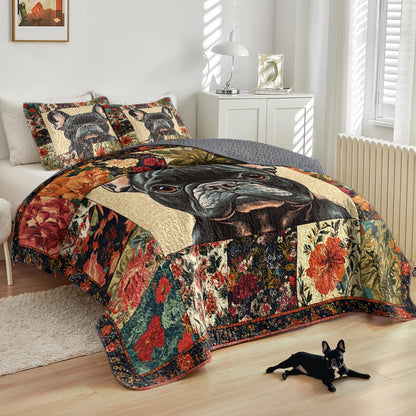Shineful All Season Quilt 3-Piece Set - Vintage Floral Frenchie