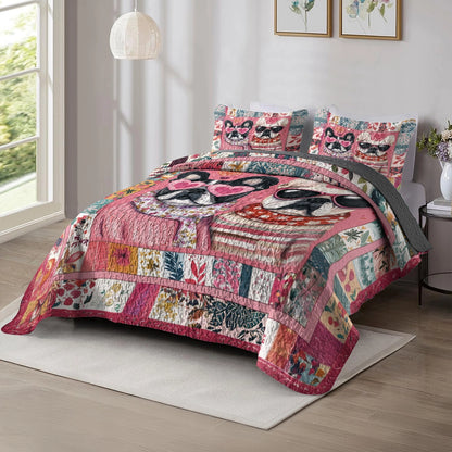 Shineful All Season Quilt 3-Piece Set - Frenchie Love Cozy