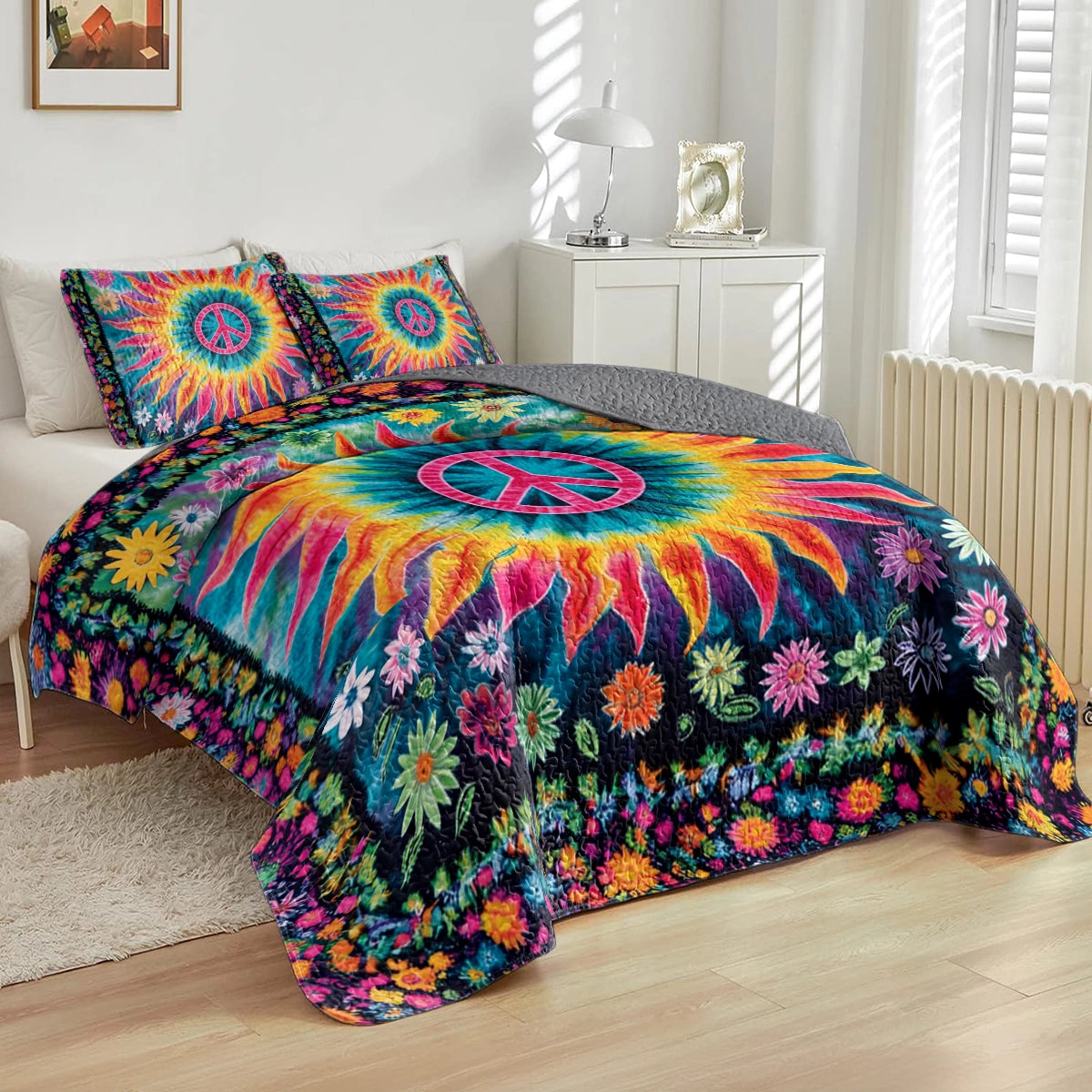 Shineful All Season Quilt 3-Piece Set Hippie Groovy Oasis