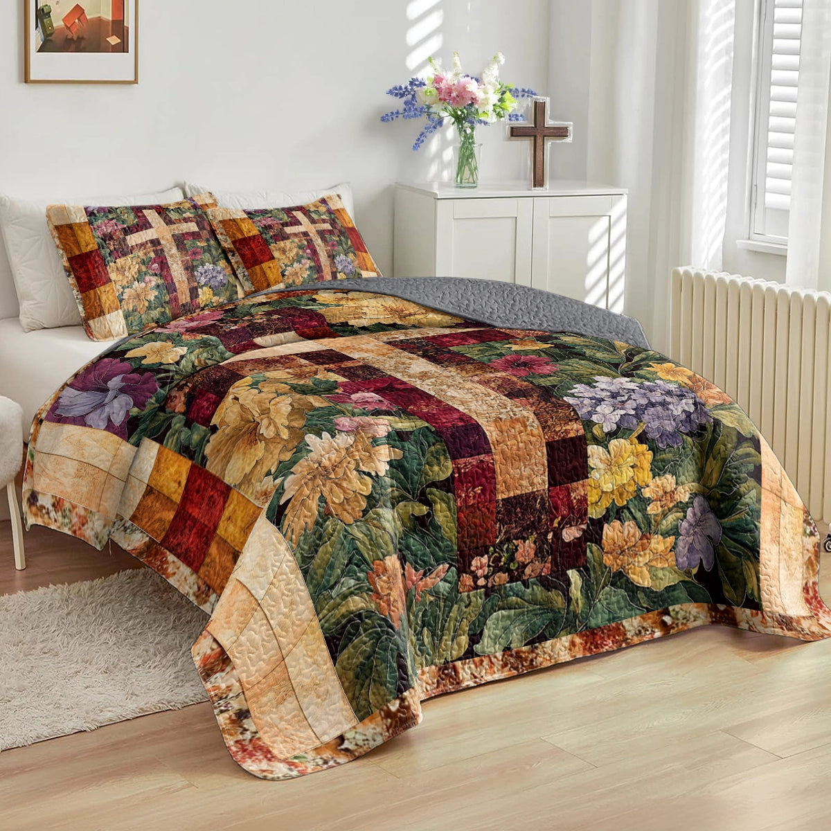 Shineful All Season Quilt 3-Piece Set God's Glory Garden