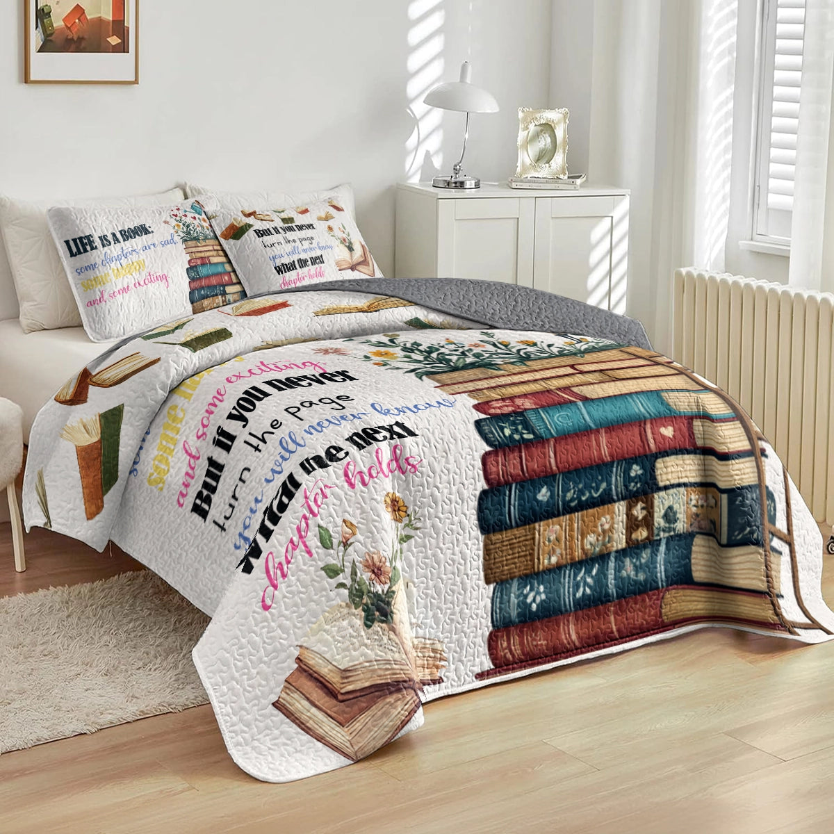 Shineful All Season Quilt 3-Piece Set Read And Grow Through Pages