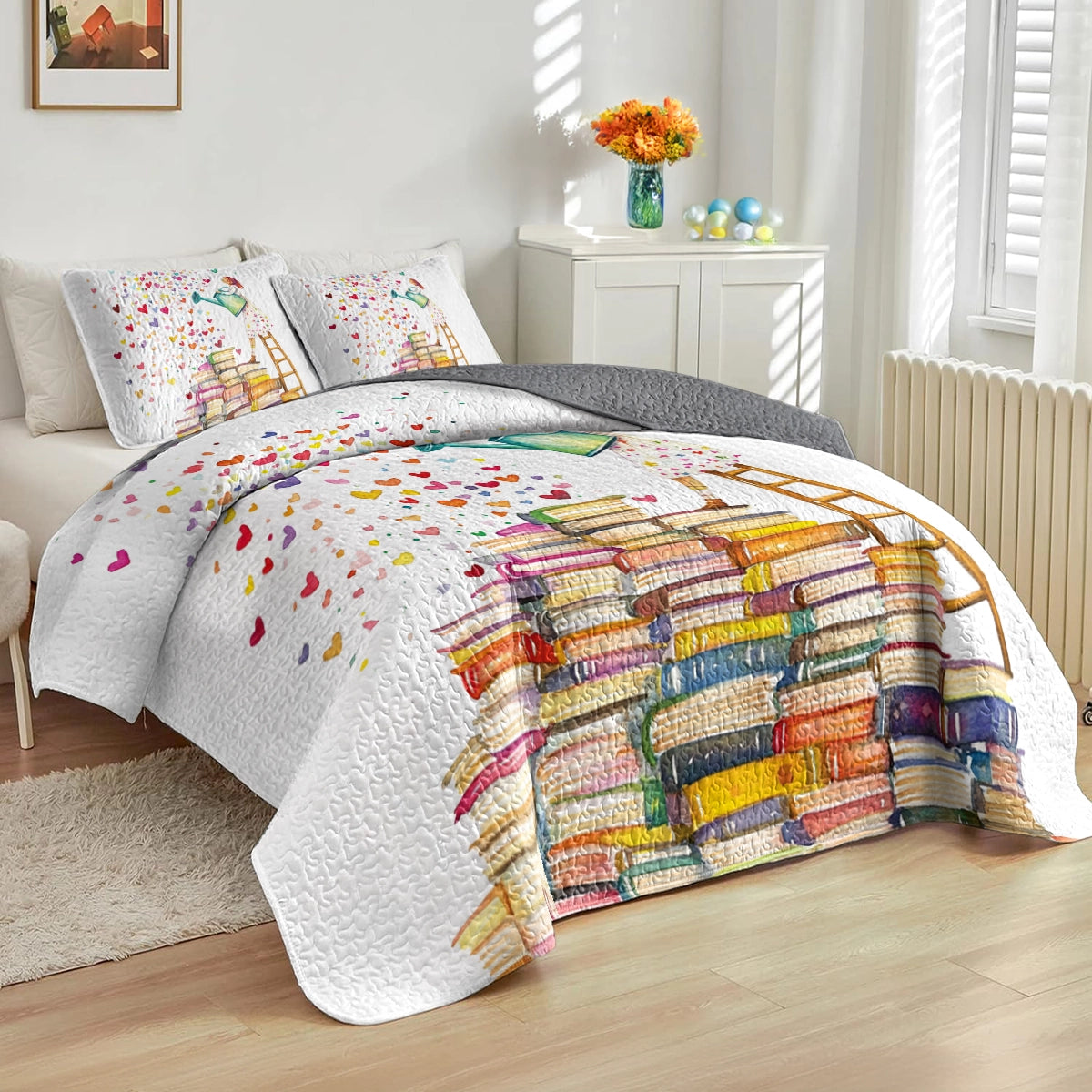 Shineful All Season Quilt 3-Piece Set Reading From The Heart