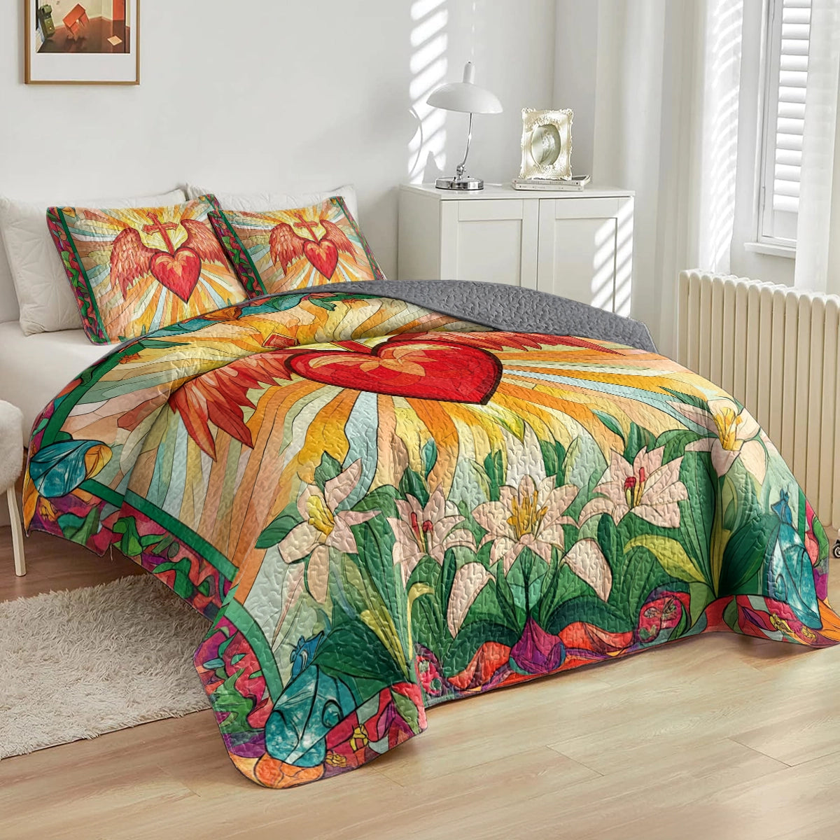 Shineful All Season Quilt 3-Piece Set Heart of Grace