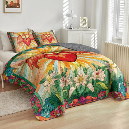 Shineful All Season Quilt 3-Piece Set Heart of Grace