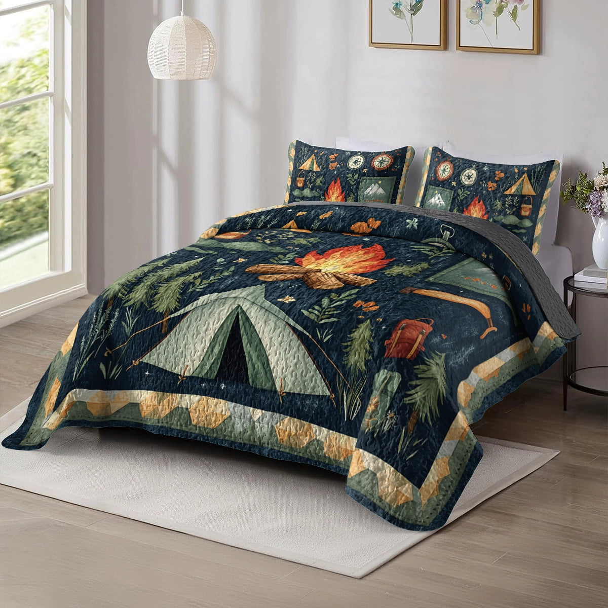 Shineful All Season Quilt 3-Piece Set Camping Adventure Awaits
