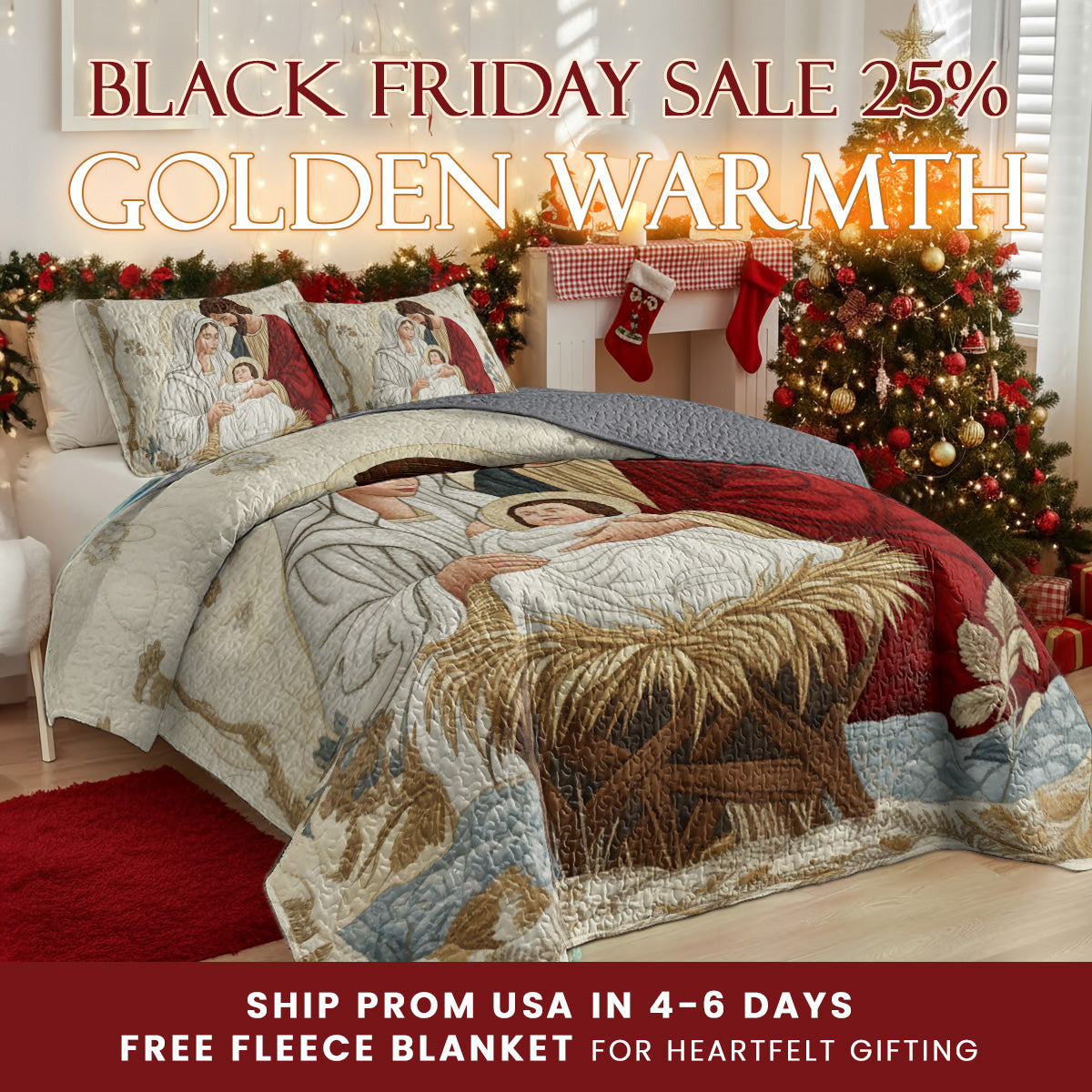 Shineful Quilt 3-Piece Set Nativity Blessing